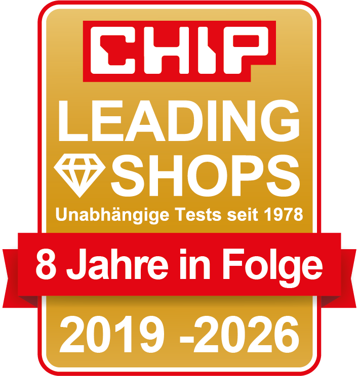 CHIP-Auszeichnung: „Leading Shop 2026“ – 8 Jahre in Folge (2019-2026).
