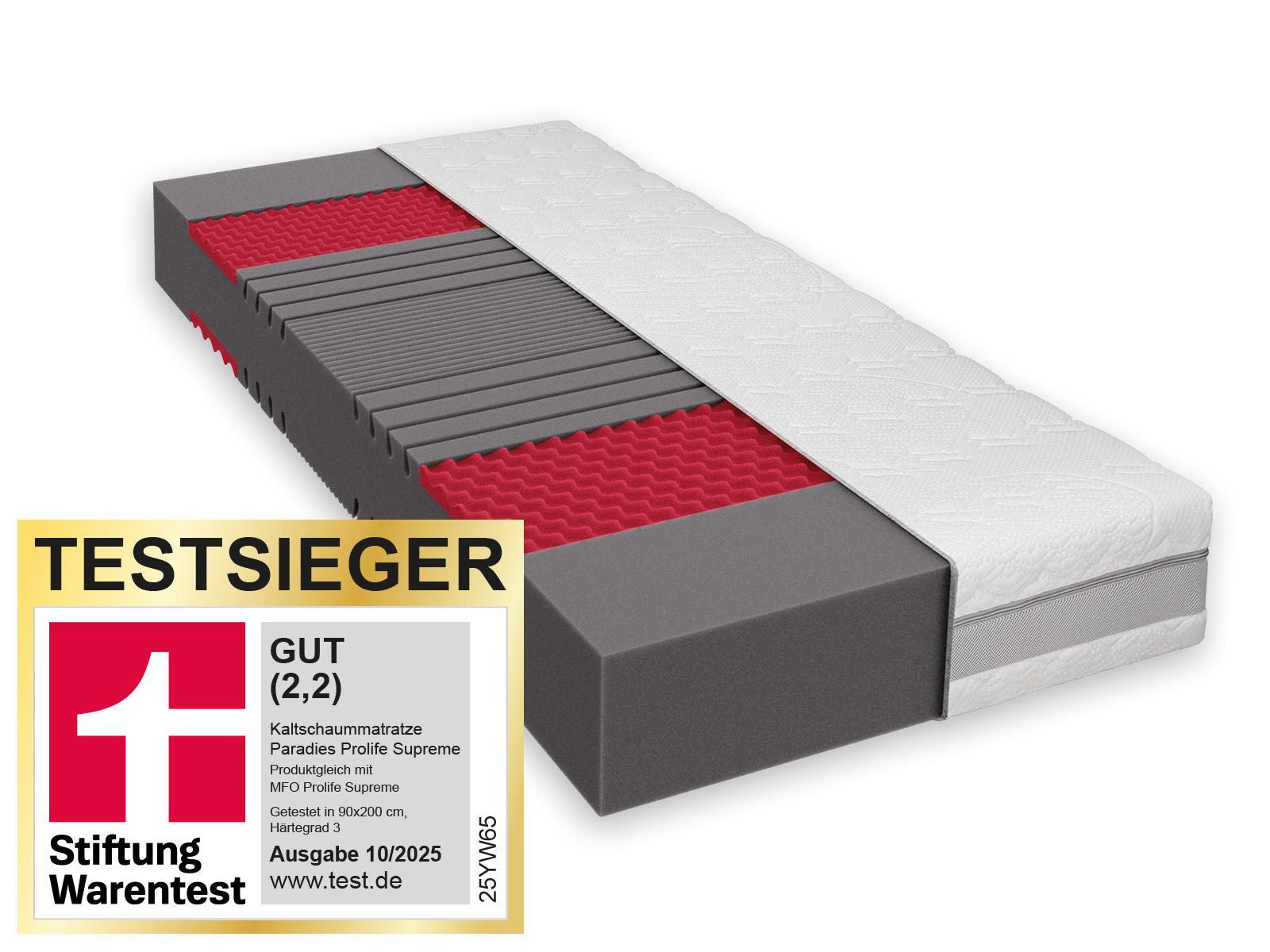 Paradies Prolife Supreme Kaltschaummatratze 090x200cm 22 cm H3 hoch