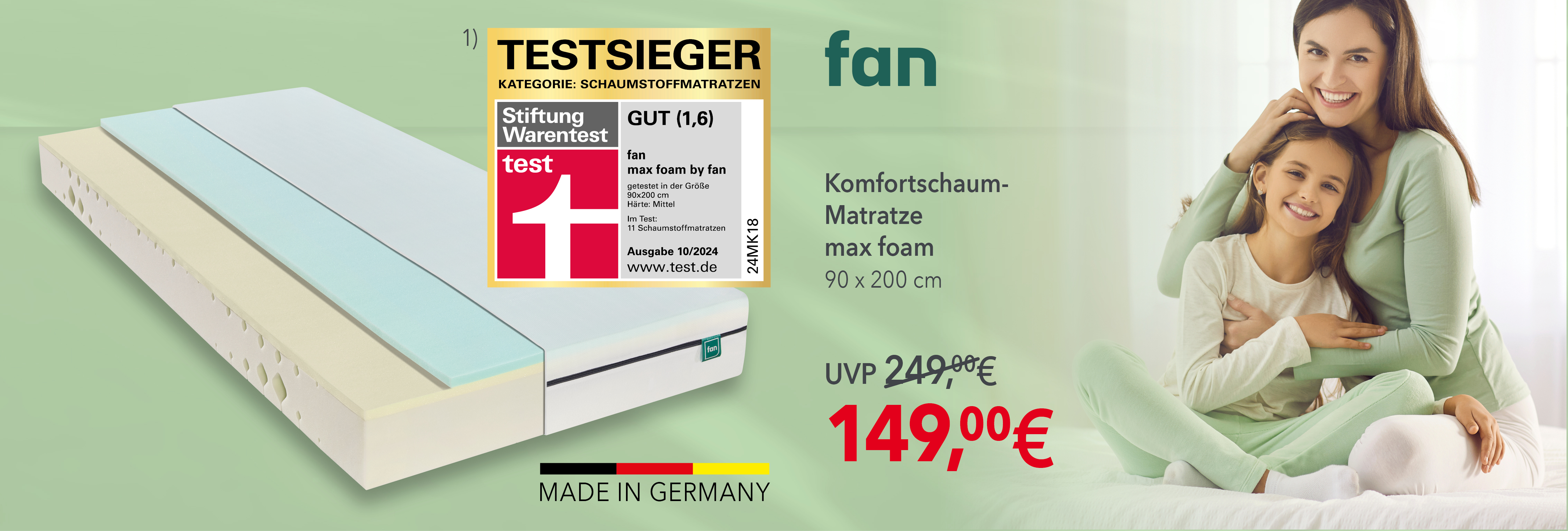 Werbebanner Matratze Frau